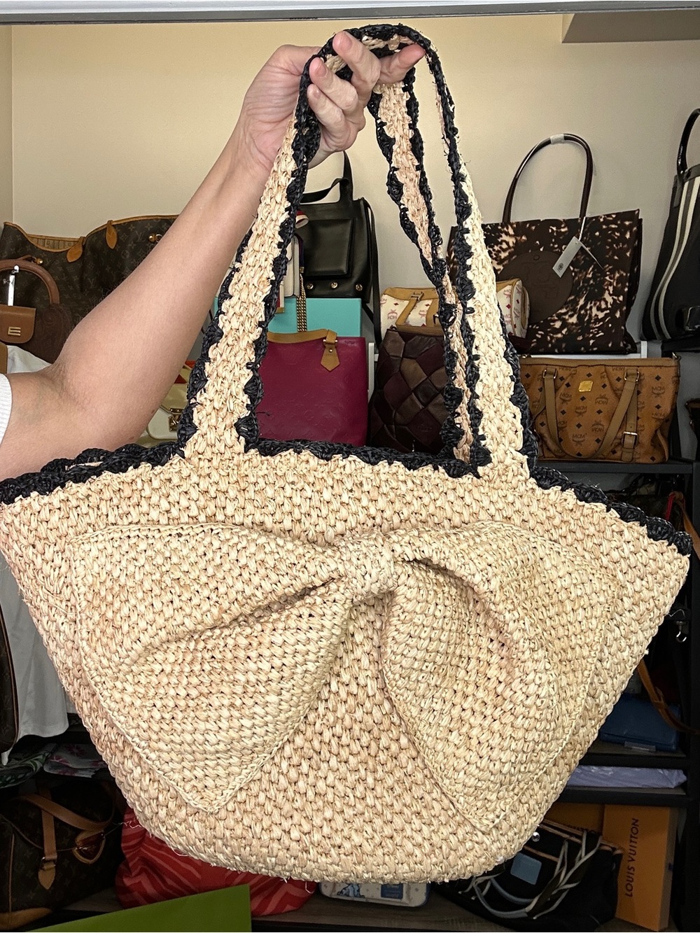 Kate Spade New York x Target Raffia Bow Tote Bag Straw Beach Coastal